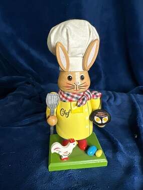 World Market 2015 Easter Bunny Chef Wooden Nutcracker